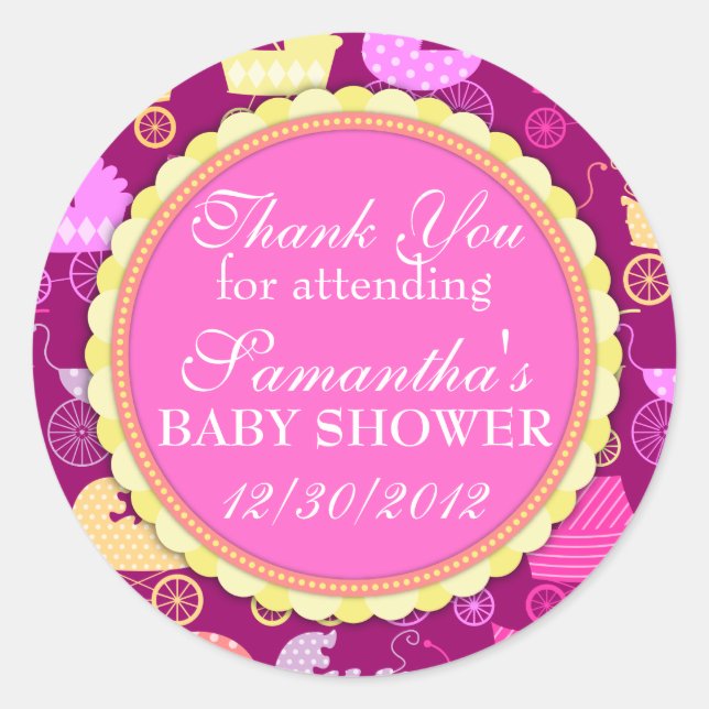 Sticker Rond Baby shower Chic (Fille) (Devant)