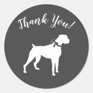 Sticker Rond Baby shower Chien Boxer Chien Chien Chien Gris Pup