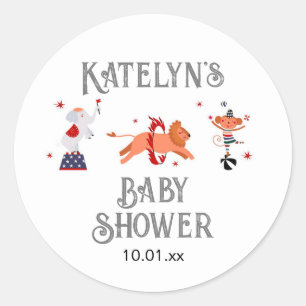 Sticker Rond Baby shower cirque ou carnaval