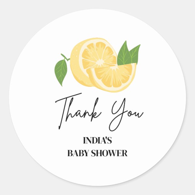Sticker Rond Baby shower citron aquarelle (Devant)