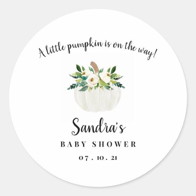 Sticker Rond Baby shower citrouille (Devant)