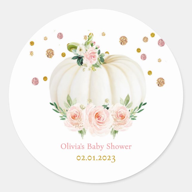 Sticker Rond Baby shower citrouille (Devant)