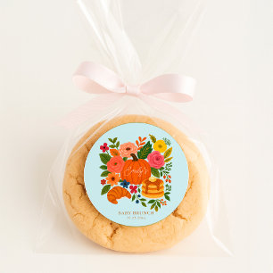 Sticker Rond Baby-Shower Citrouille Bleue Bébé