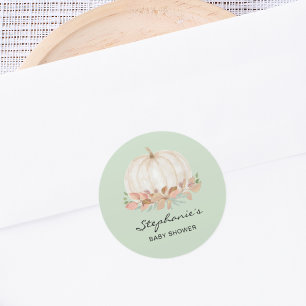 Sticker Rond Baby shower Citrouille d'automne