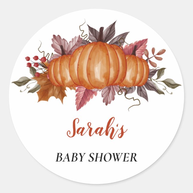 Sticker Rond Baby shower Citrouille de la feuille d'automne de  (Devant)