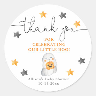 Sticker Rond Baby shower citrouille du fantôme d'Halloween