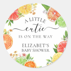 Sticker Rond Baby shower Citrus A Little Cutie
