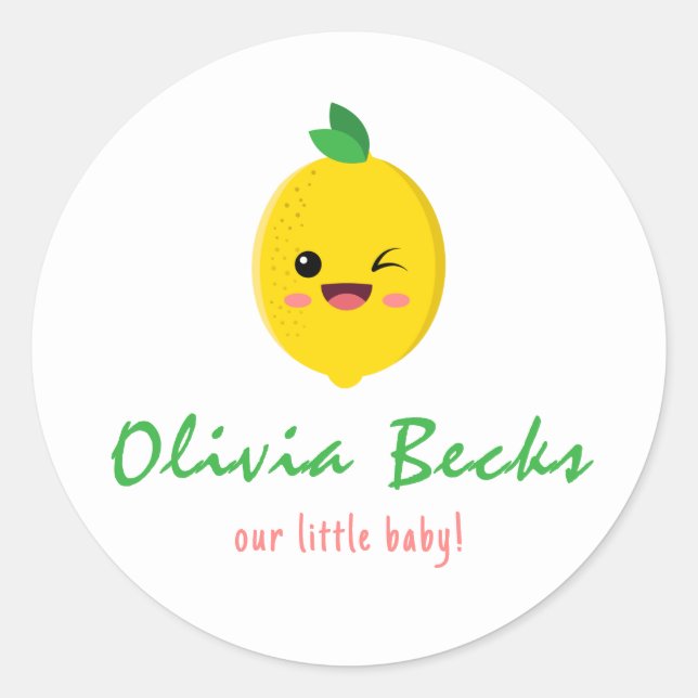 Sticker Rond Baby shower Citrus Lemon (Devant)