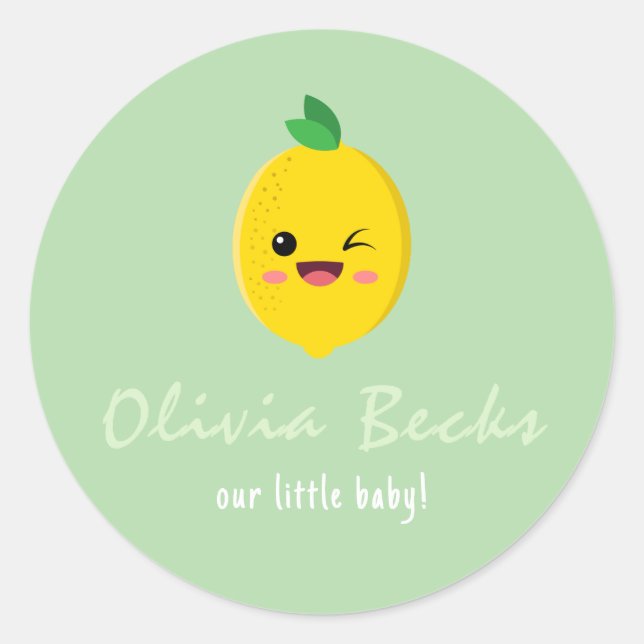 Sticker Rond Baby shower Citrus Lemon (Devant)
