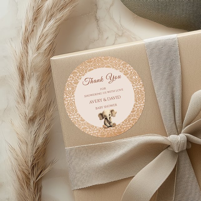 Sticker Rond Baby shower classique beige neutre pour le genre v (Créateur téléchargé)