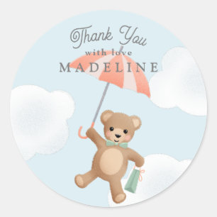 Sticker Rond Baby shower classique Teddy Bear Pastel