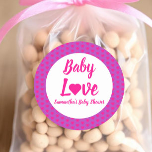 Sticker Rond Baby shower Coeur Amour Bébé