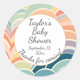 Sticker Rond Baby shower coloré Boho Rainbows