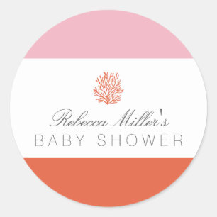 Sticker Rond Baby shower Coral Reef