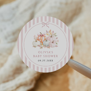 Sticker Rond Baby Shower Couronne Rose Petite Citrouille