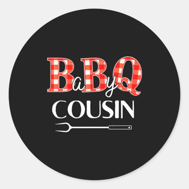 Sticker Rond Baby Shower Cousin Bbq Party Cute Matching Family  (Devant)
