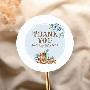 Sticker Rond Baby Shower Cowboy