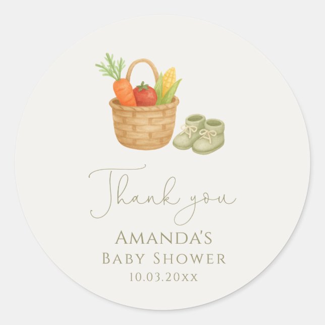 Sticker Rond Baby shower cultivé localement (Devant)