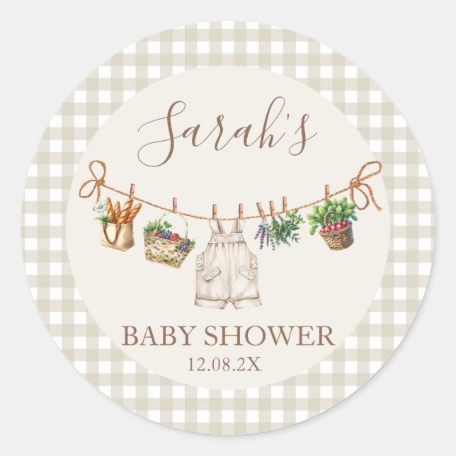 Sticker Rond Baby shower cultivé localement (Devant)