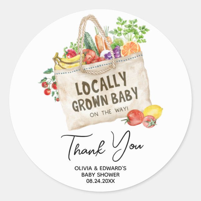 Sticker Rond Baby shower cultivé localement (Devant)