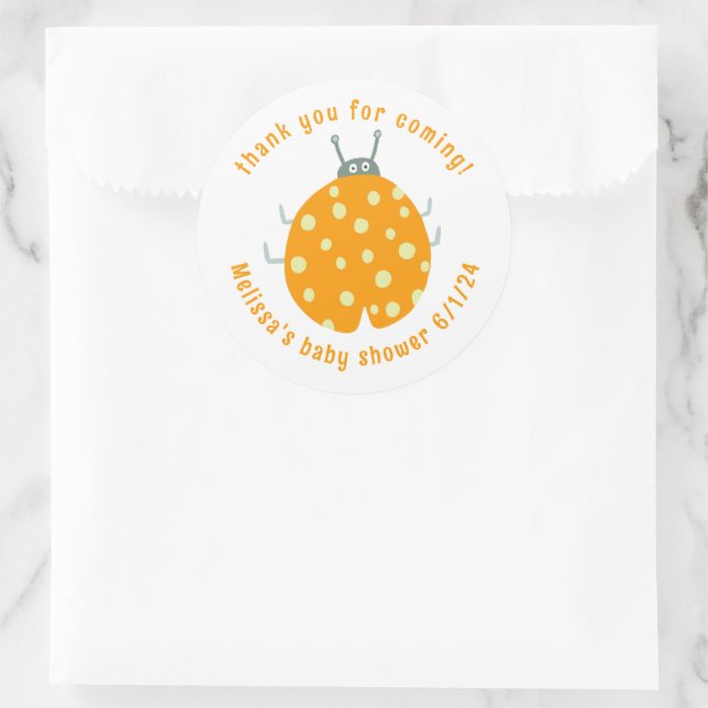 Sticker Rond Baby shower CUSTOM Merci Ladybug (Sac)