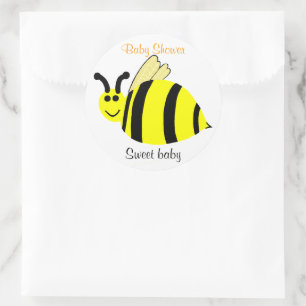 Sticker Rond Baby shower d'abeilles à bosse jaune souriant