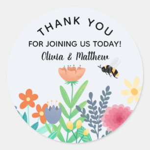 Sticker Rond Baby shower d'abeilles de bourdon neutre entre les