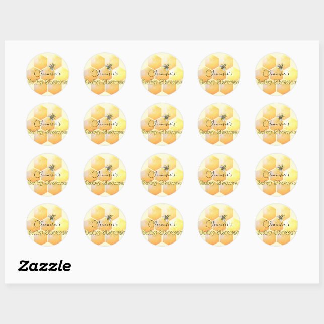 Sticker Rond Baby shower d'abeilles miel (Feuille)