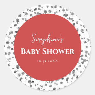 Sticker Rond Baby shower dalmate rouge mignon