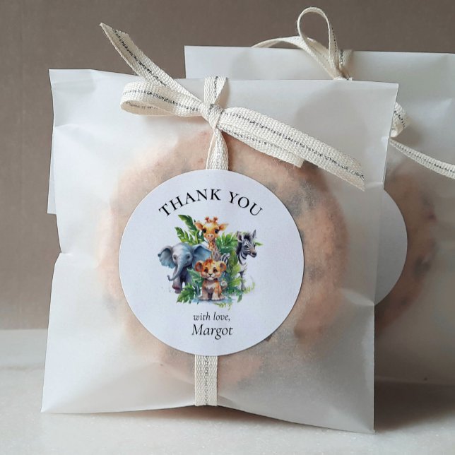 Sticker Rond Baby shower d'animaux tropicaux de la Jungle migno (Créateur téléchargé)