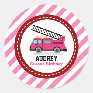 Sticker Rond Baby shower d'anniversaire du camion de moteur à f