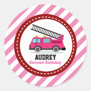 Sticker Rond Baby shower d'anniversaire du camion du moteur à 