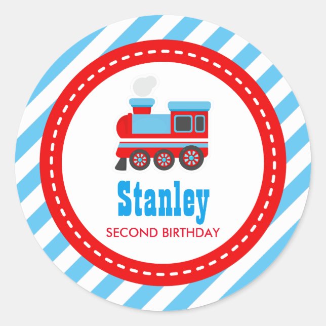 Sticker Rond Baby shower d'anniversaire du train Choo Choo (Devant)
