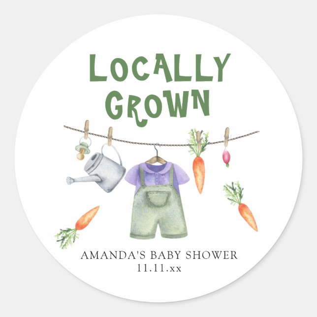 Sticker Rond Baby shower d'aquarelle de légumes cultivés locale (Devant)