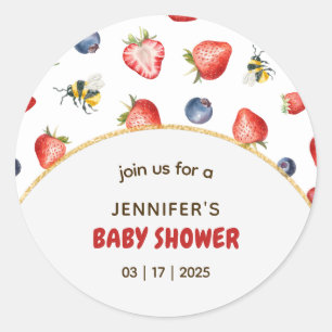 Sticker Rond Baby shower d'aquarelle doux Berry été