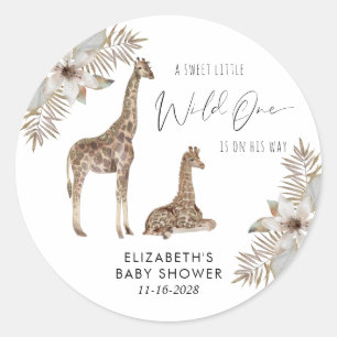 Sticker Rond Baby shower d'aquarelle Giraffes Boho