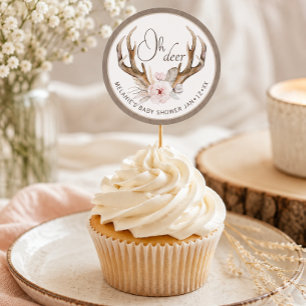 Sticker Rond Baby shower d'aquarelle Oh Deer
