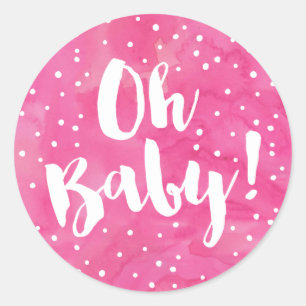 Sticker Rond Baby shower d'aquarelle rose bébé