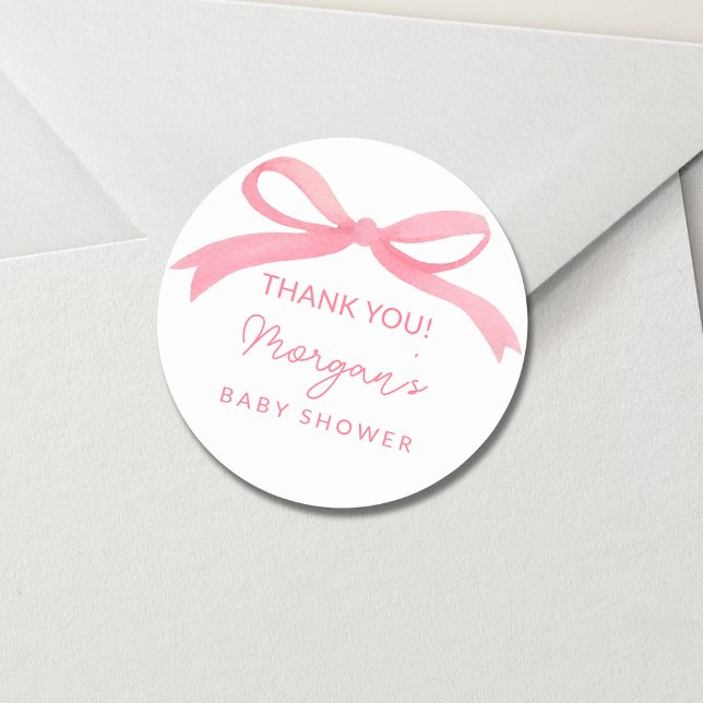 Sticker Rond Baby shower d'aquarelle rose pâle (Créateur téléchargé)