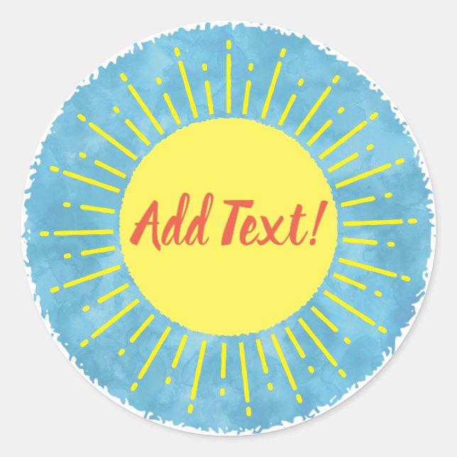Sticker Rond Baby shower d'aquarelle Sunshine Arrière - plan pe (Devant)