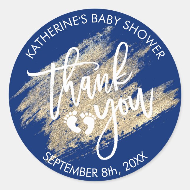 Sticker Rond Baby shower d'attaque contre la brosse bleu marine (Devant)