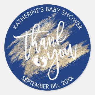 Sticker Rond Baby shower d'attaque contre la brosse bleu marine
