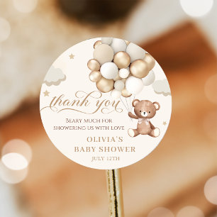 Sticker Rond Baby shower d'attente de l'ours en peluche