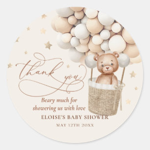 Sticker Rond Baby shower d'attente de l'ours en peluche  d'atte