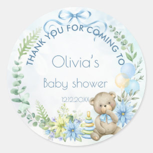 Sticker Rond Baby shower d'attente de l'ours en peluche  d'atte