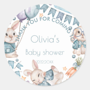 Sticker Rond Baby shower d'attente de l'ours en peluche d'atte