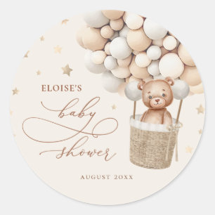 Sticker Rond Baby shower d'attente de l'ours en peluche  d'atte