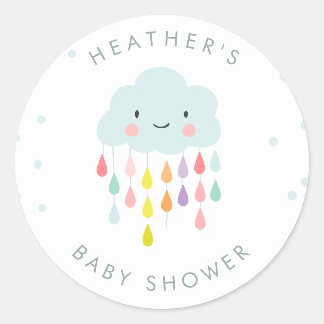 Sticker Rond Baby shower d'autocollant d'enveloppe de nuage (Devant)