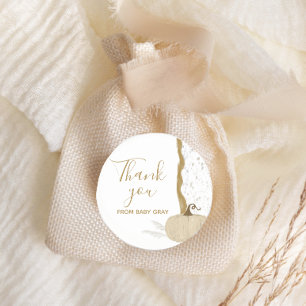 Sticker Rond Baby shower d'automne Citrouille blanc