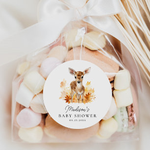 Sticker Rond Baby shower d'automne de cerfs de bois mignon